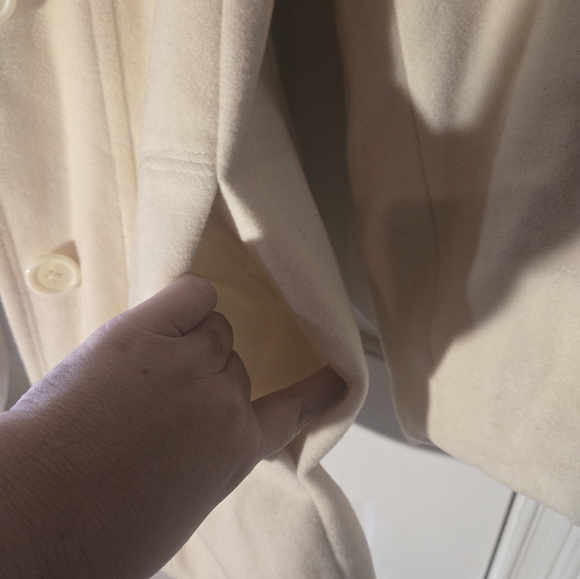 JASON KOLE Cream Wool Blend Lined Pea Coat White Dressy Classy Jacket Medium - Picture 3 of 6